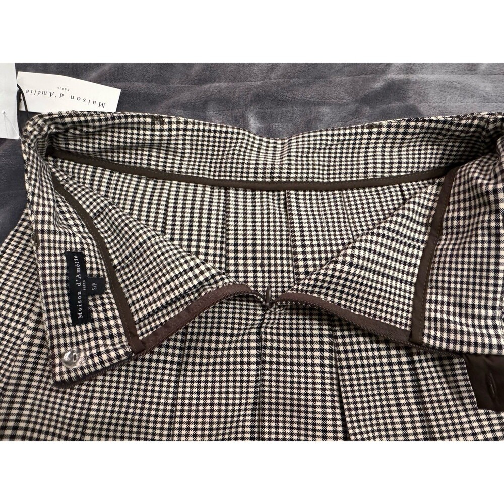 MAISON D'AMELIE Black & White Houndstooth Pleated Mini Skirt Small NWT - Picture 7 of 10